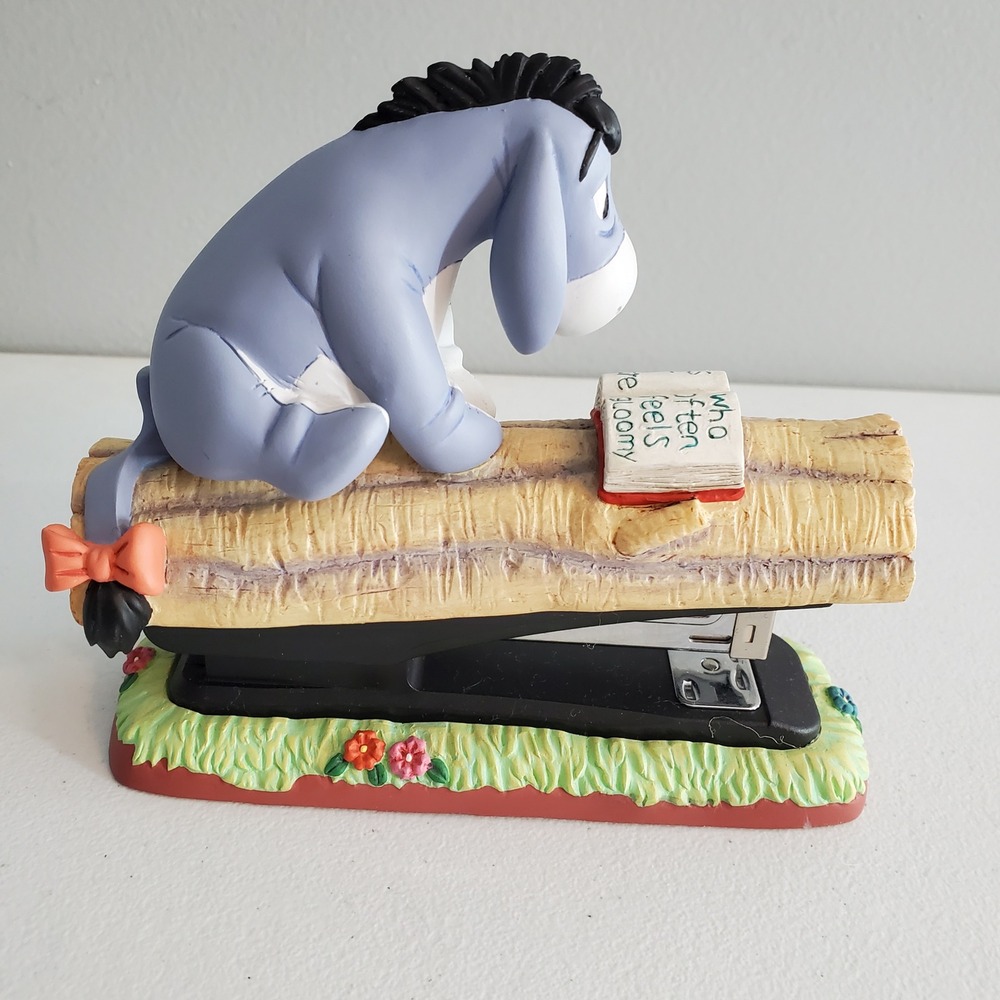 Vintage Disney Eeyore Winnie the Pooh Log Resin Desk Stapler Collectible Set